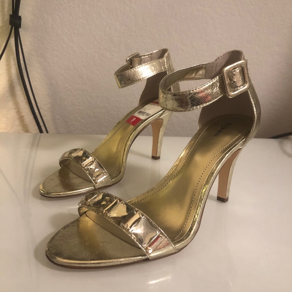 Style & Co. Yellow Gold Rhinestone Heels